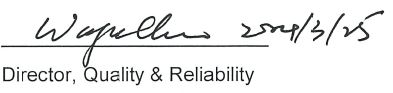 Declaration of Product Shelf Life signature 
